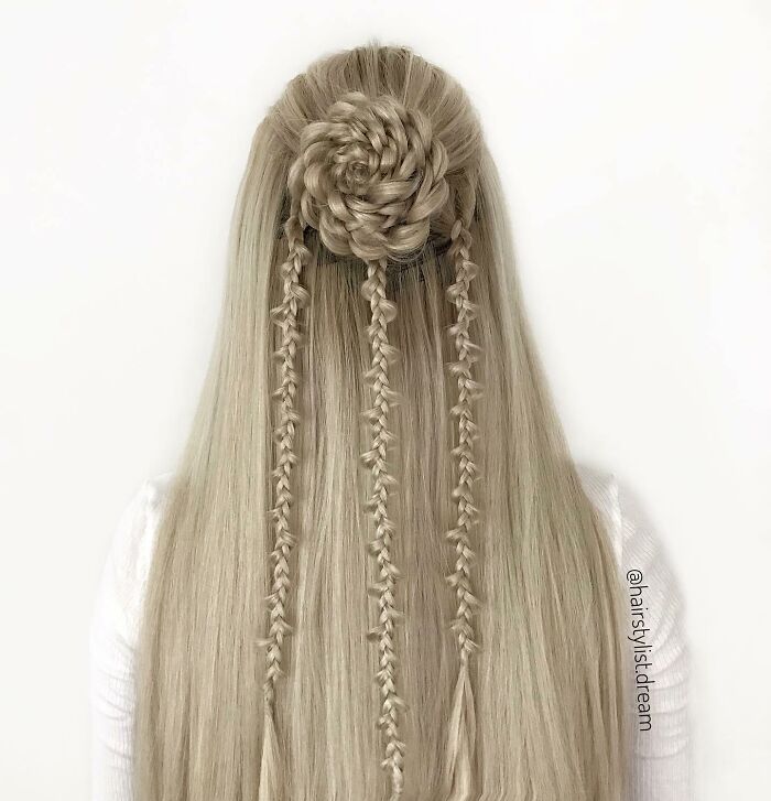 Elegant braided rose hairstyle by Milena Diekmann