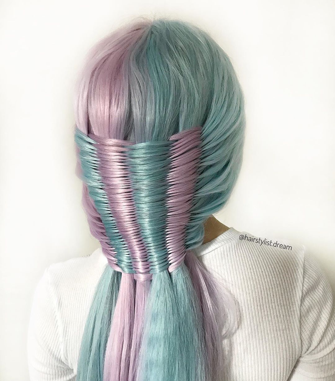 Pastel weave pattern hairstyle